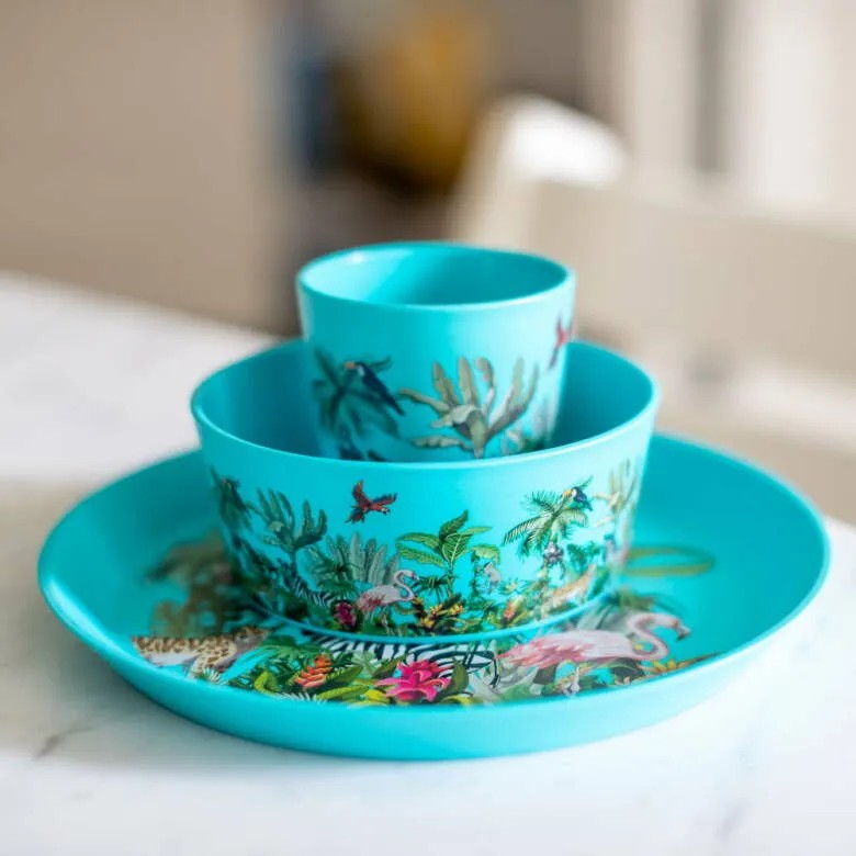 Koziol Connect Barnservis 3 delar Tallrik/Skål/Mugg Djungel