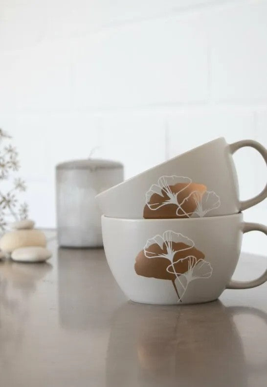 Paperproducts Design Golden Gingko Mugg Matt XXL Taupe 55 cl