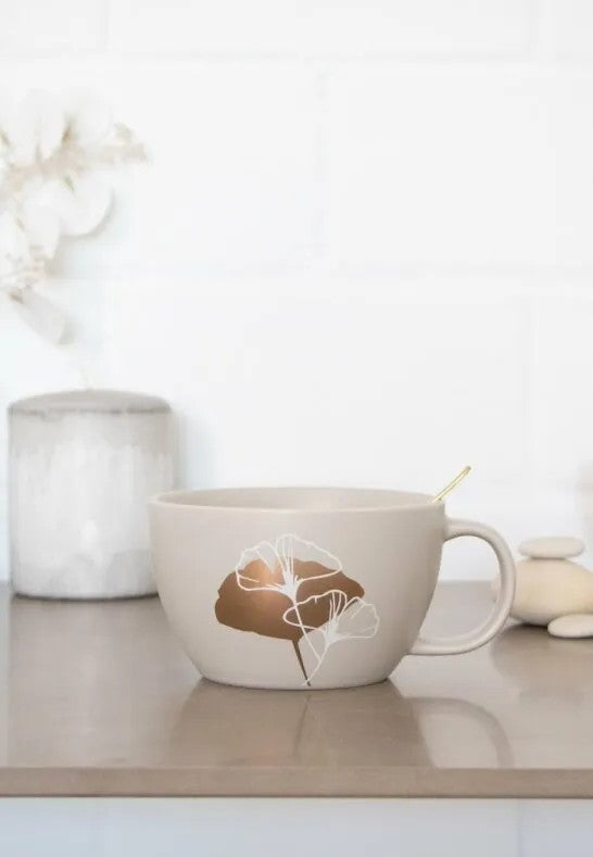 Paperproducts Design Golden Gingko Mugg Matt XXL Taupe 55 cl