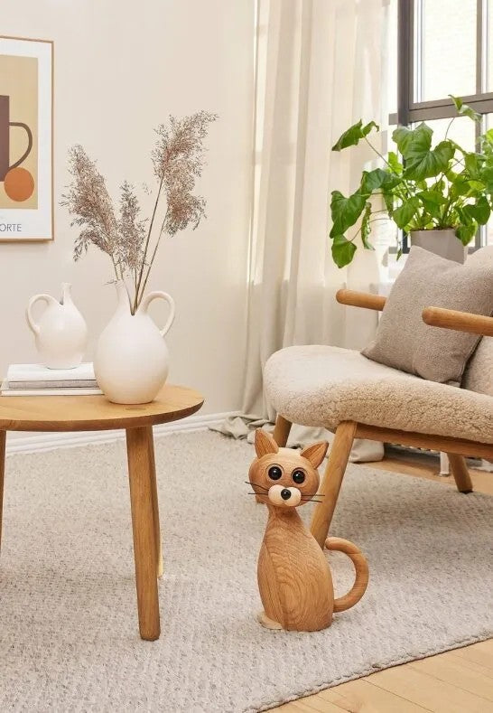 Spring Copenhagen Lucky Katt Dekoration 42 cm Ek/Lönn