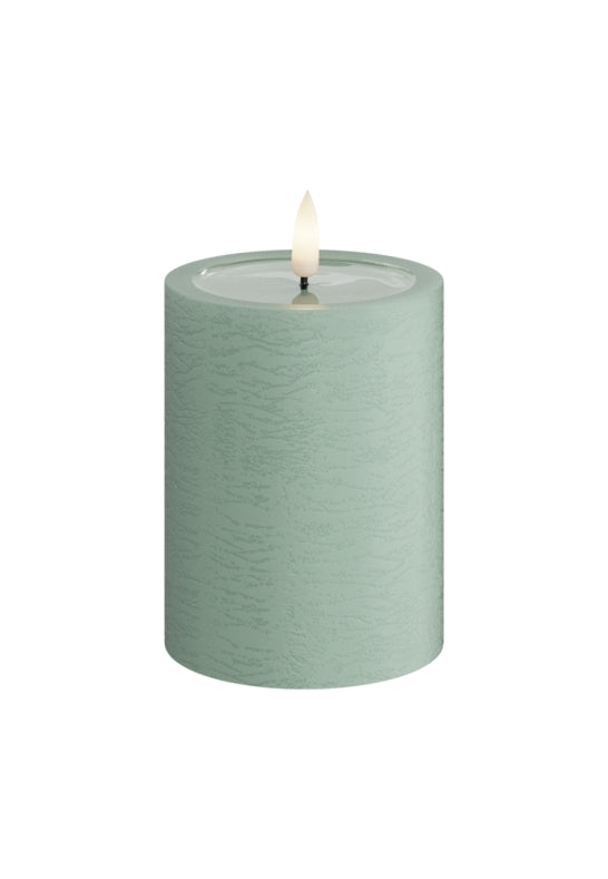 Unique Candles Unique LED Blockljus Sage Green 7,5x10 cm