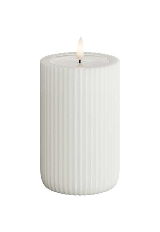 Unique Candles Unique LED Blockljus Stripe Vit 8x12,5 cm