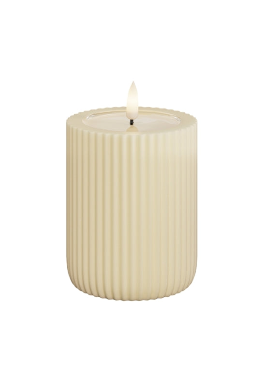Unique Candles Unique LED Blockljus Stripe Cream 8x10 cm