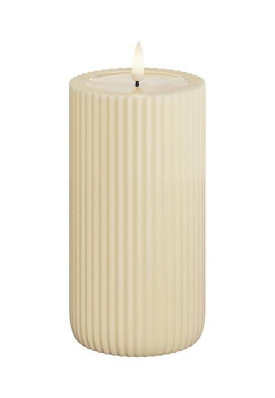 Unique Candles Unique LED Blockljus Stripe Cream 8x15 cm