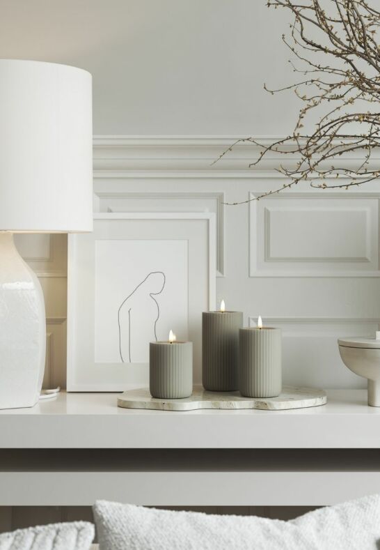 Unique Candles Unique LED Blockljus Stripe Sand 8x12,5 cm