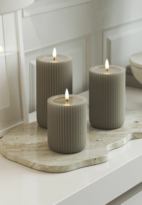 Unique Candles Unique LED Blockljus Stripe Sand 8x15 cm