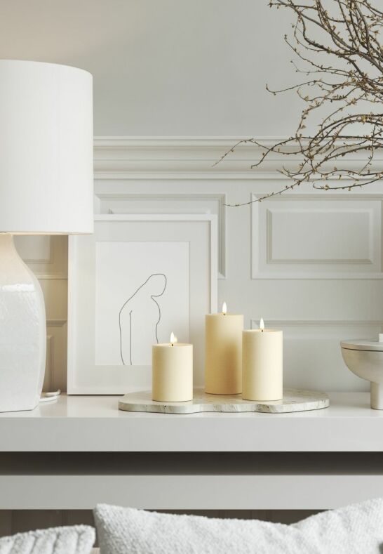 Unique Candles Unique LED Blockljus Cream 7,5x10 cm