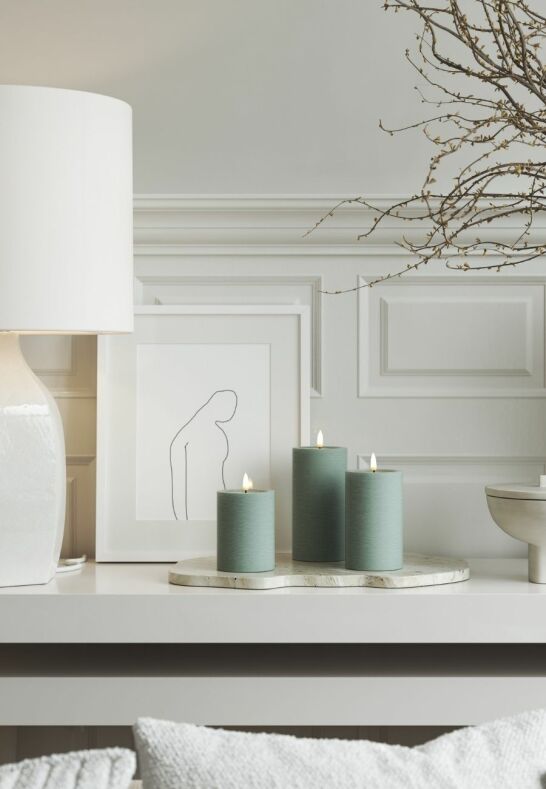 Unique Candles Unique LED Blockljus Sage Green 7,5x12,5 cm