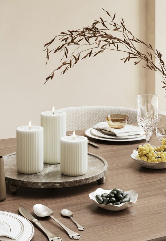 Unique Candles Unique LED Blockljus Stripe Vit 8x10 cm