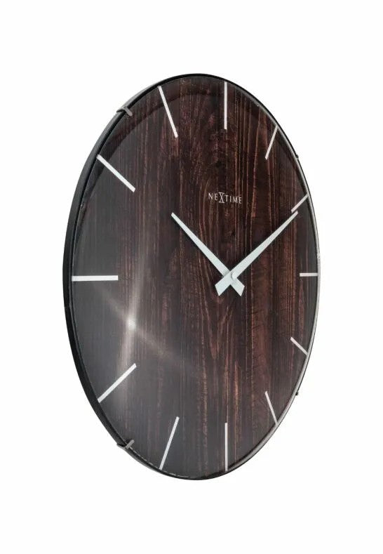 NeXtime Edge Wood Dome Väggklocka 35cm Mörkbrun