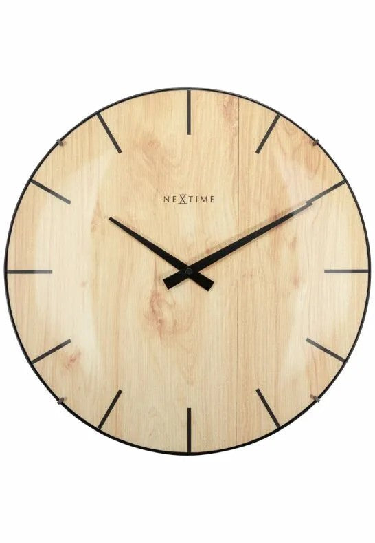 NeXtime Edge Wood Dome Väggklocka 35cm Ljusbrun