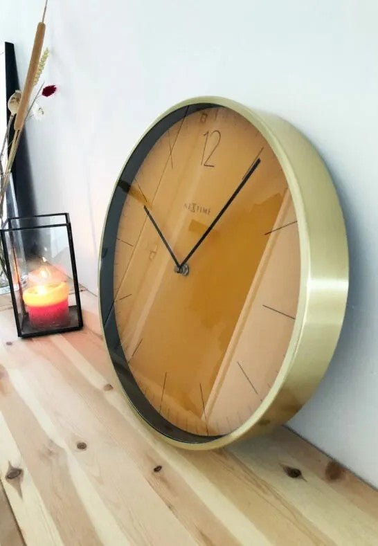 NeXtime Essential Gold Väggklocka 34 cm Gul
