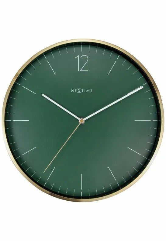 NeXtime Essential Gold Väggklocka 34 cm Grön