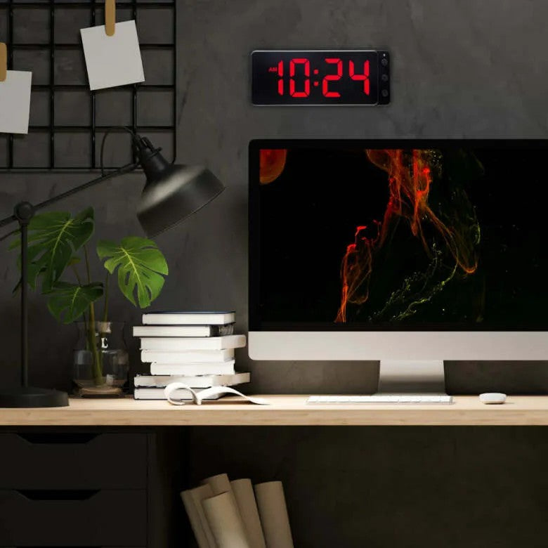 NeXtime Digital Väggklocka/Bordsklocka 27 cm Svart/Röd