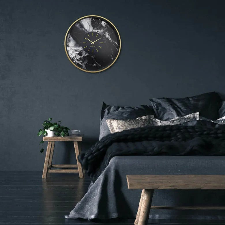 NeXtime Marble Duo Väggklocka 48 cm Guld/Svart