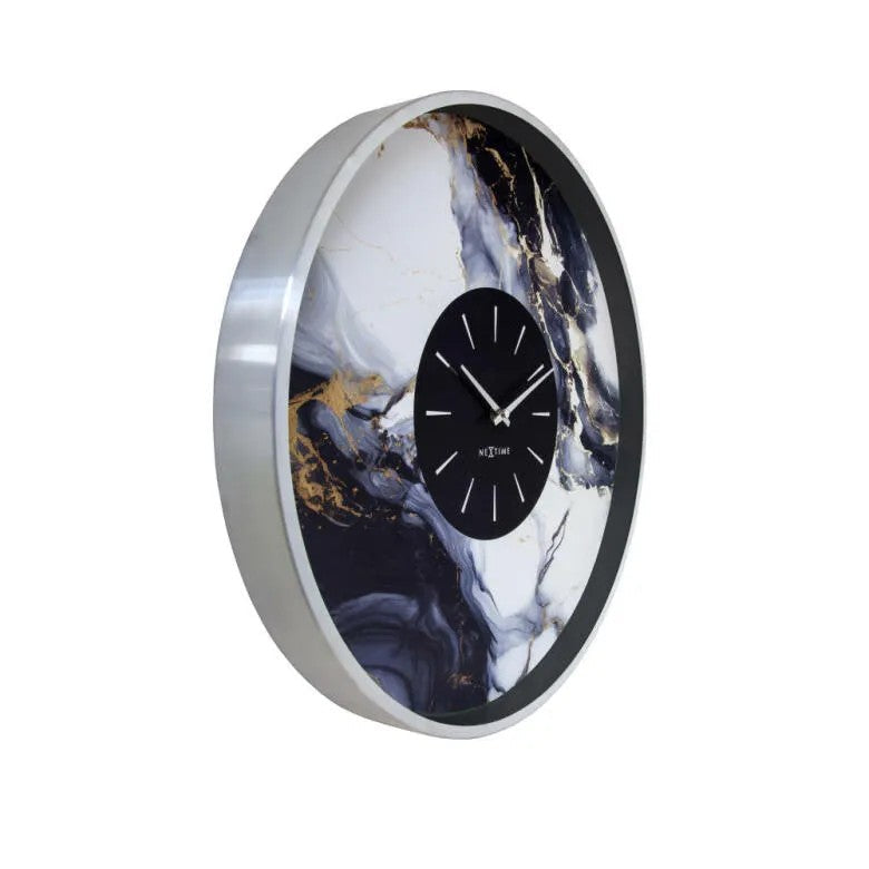 NeXtime Marble Duo Väggklocka 48 cm Silver/Vit
