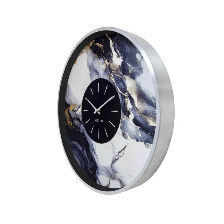 NeXtime Marble Duo Väggklocka 48 cm Silver/Vit