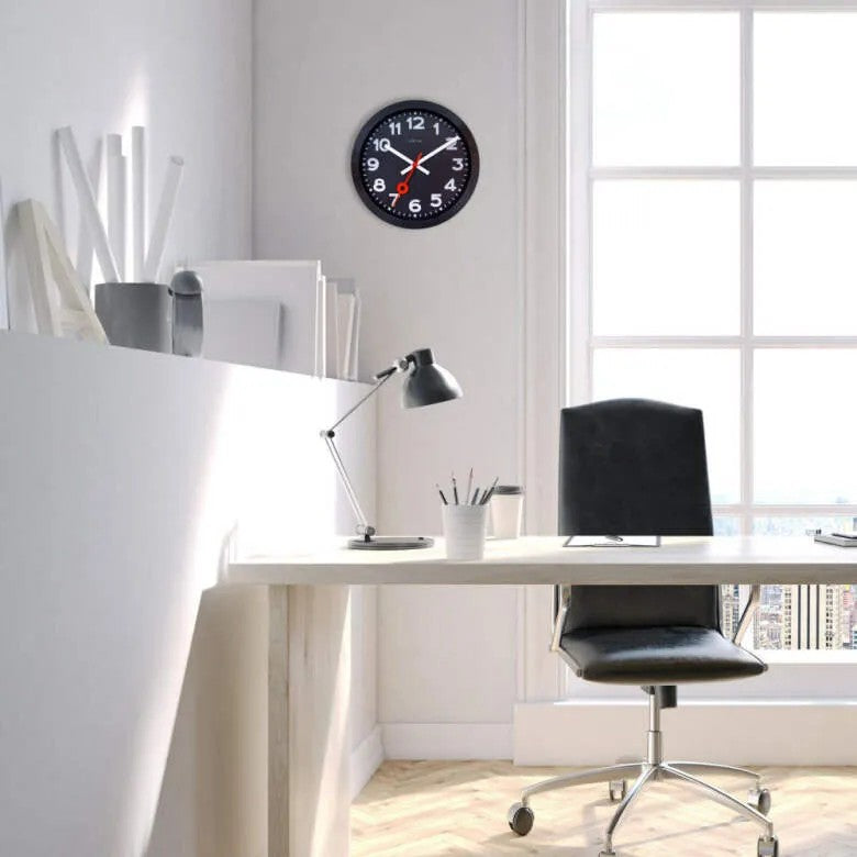 NeXtime Station Numbers Väggklocka 35 cm Svart/Svart