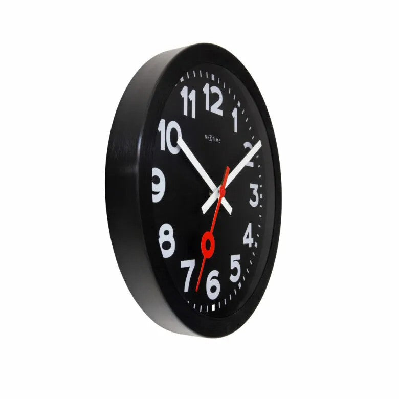 NeXtime Station Numbers Väggklocka 35 cm Svart/Svart