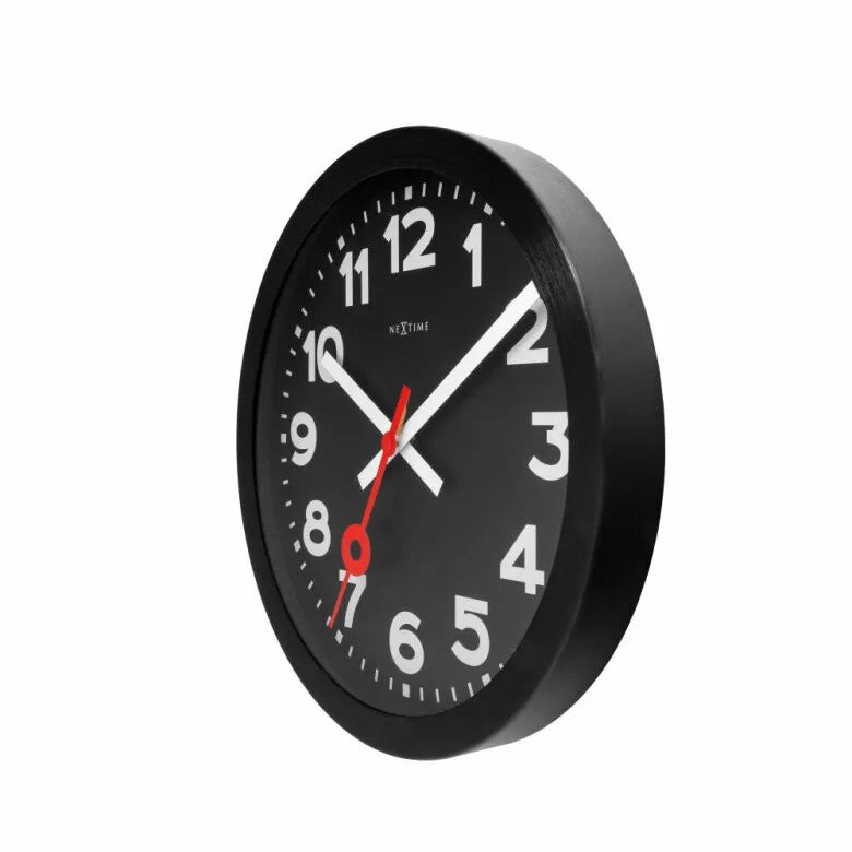 NeXtime Station Numbers Väggklocka 35 cm Svart/Svart