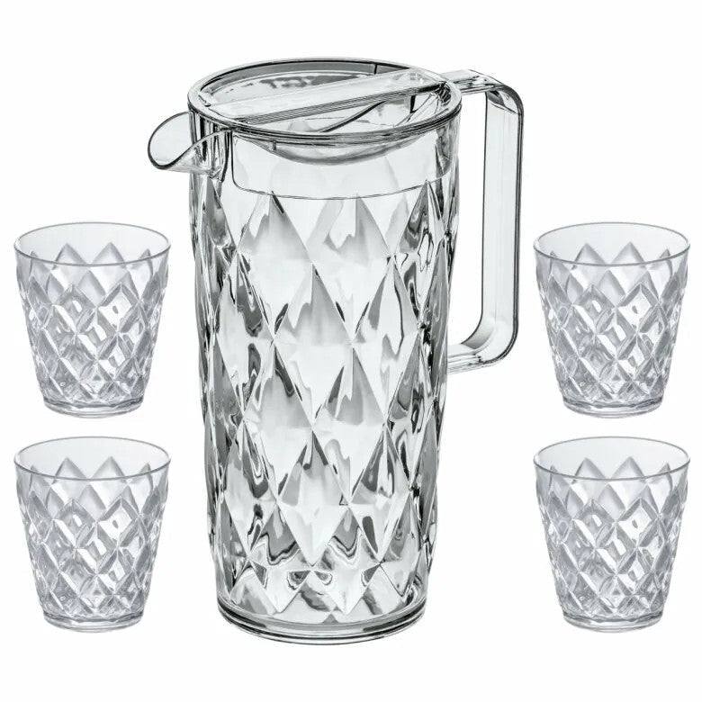 Koziol Crystal Set Karaff inkl 4 Glas Crystal Clear