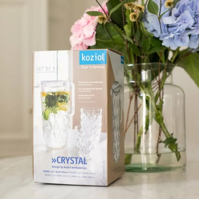 Koziol Crystal Set Karaff inkl 4 Glas Crystal Clear