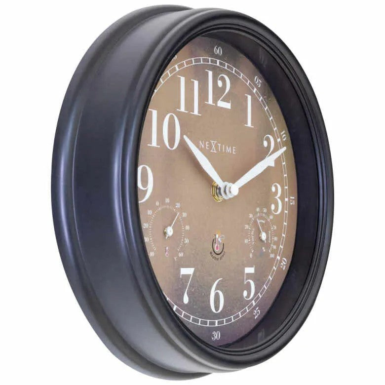 NeXtime Jasmine Väggklocka/Väderstation Ø23,5 cm Brun