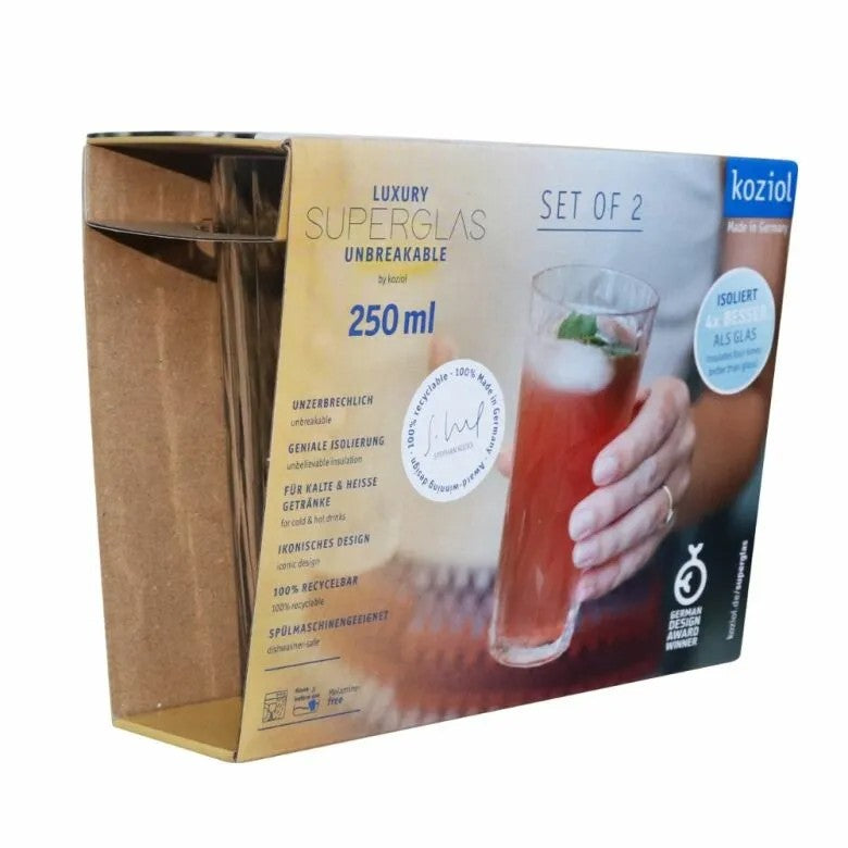 Koziol Club No. 19 Drinkglas Plast 250 ml Crystal Clear 2-pack