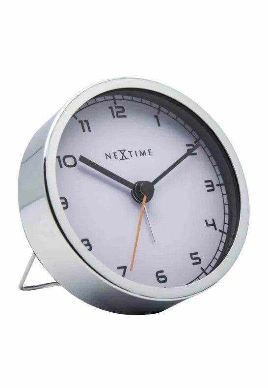NeXtime Company Alarm Väckarklocka 9 cm Vit/Metall