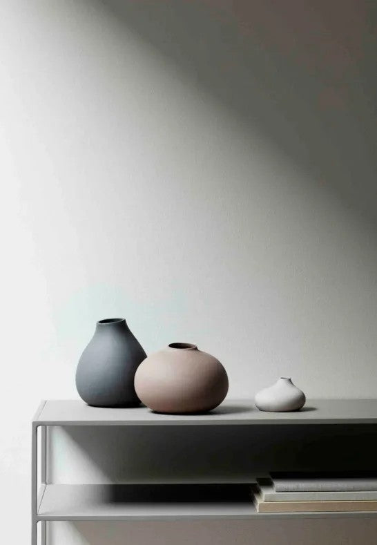 BLOMUS NONA Set med 3 Vaser Pewter, Micro Chip, Bark