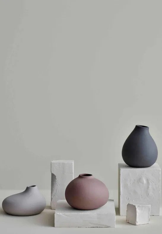 BLOMUS NONA Set med 3 Vaser Pewter, Micro Chip, Bark