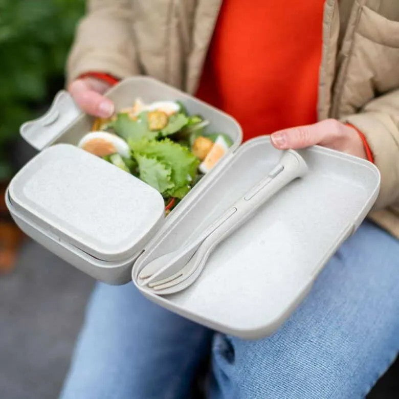 Koziol Candy Ready Set med 3x lunchbox och bestick Beige