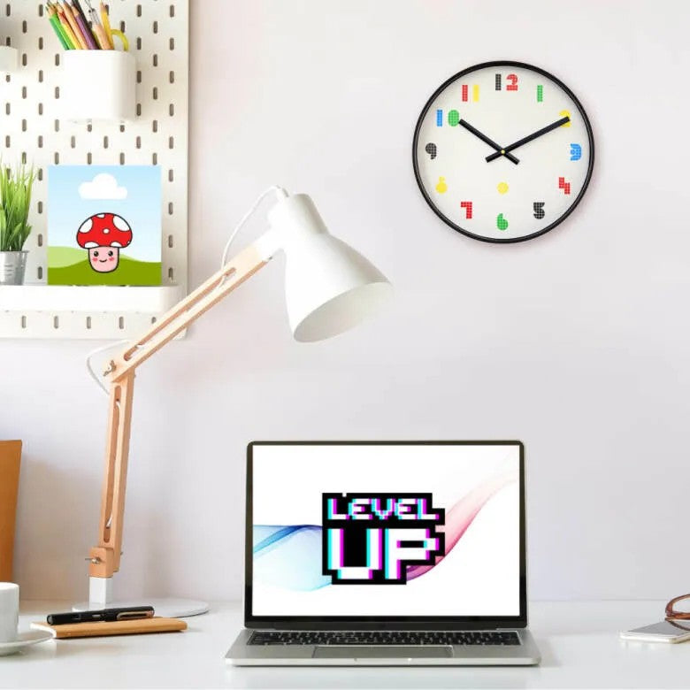 NeXtime nXt Bit Väggklocka 35 cm Svart-Vit/Multi