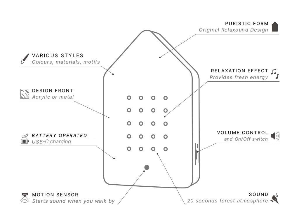 Relaxound Birdybox Speldosa Fågelkvitter Mörk Ek