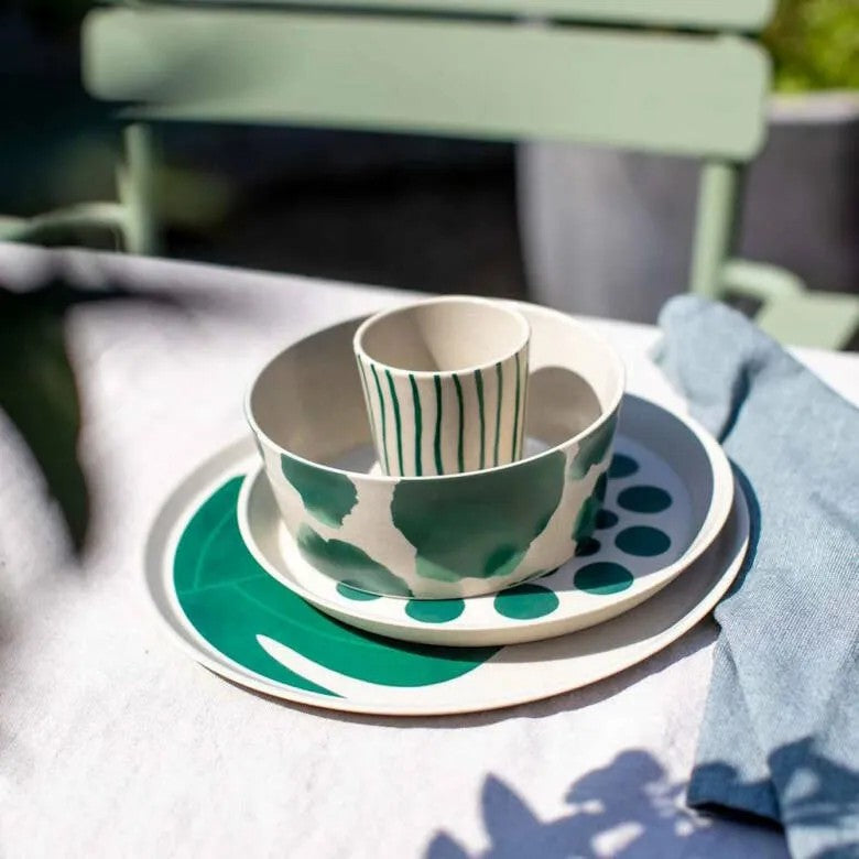 Koziol Connect Monstera Servis 16 delar Beige/Grön