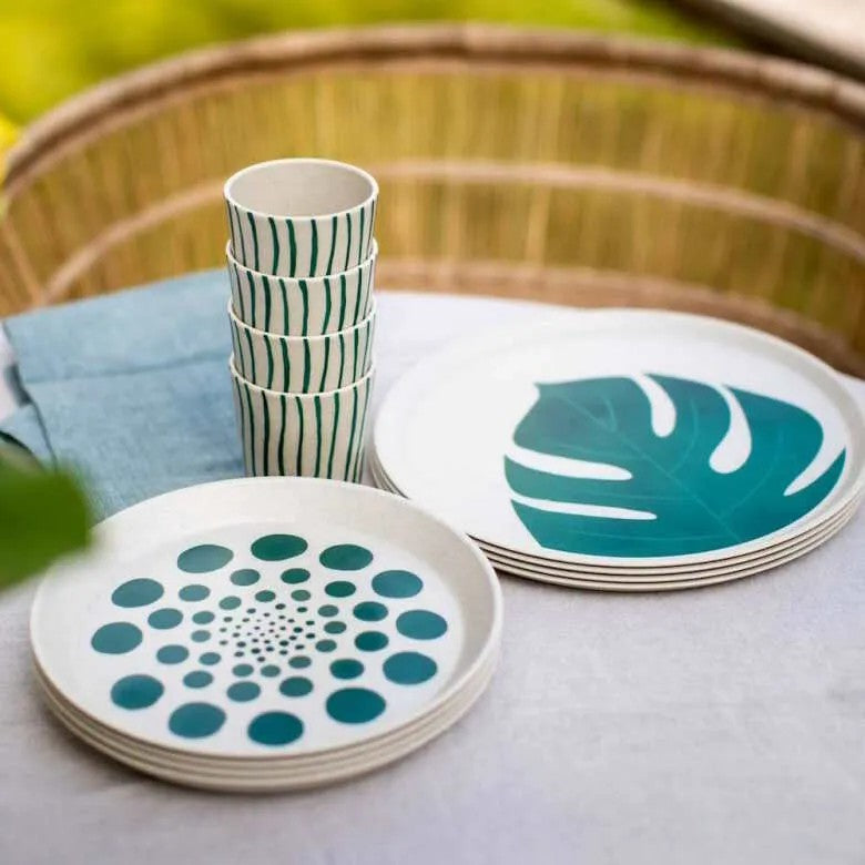 Koziol Connect Monstera Servis 16 delar Beige/Grön