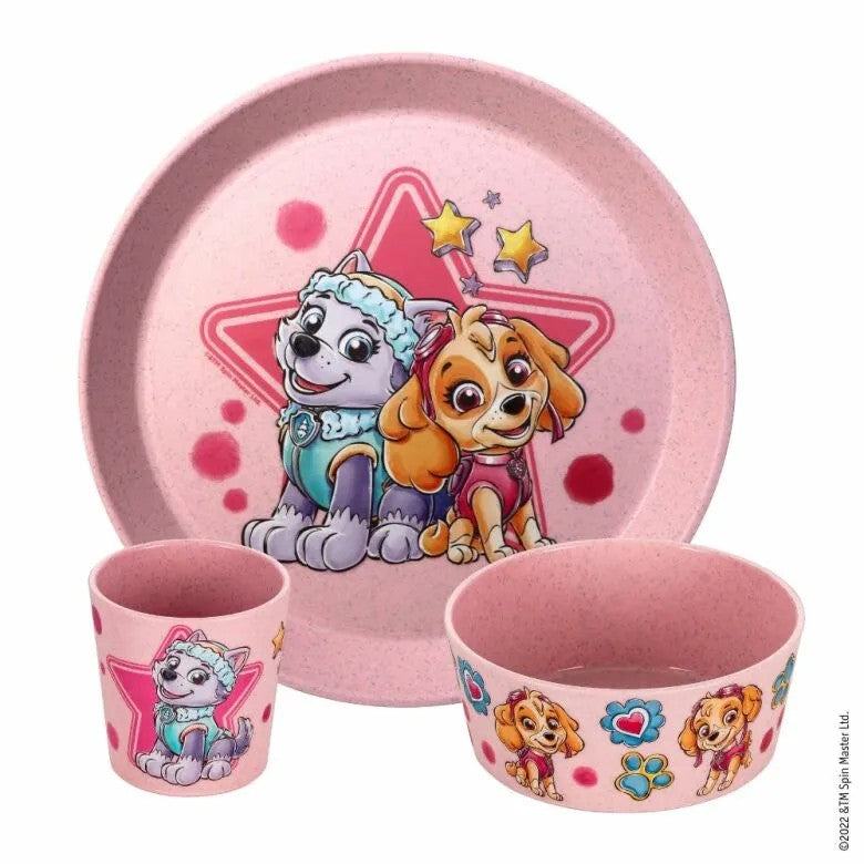 Koziol Connect Paw Patrol Barnservis 3 delar Tallrik/Skål/Mugg Rosa