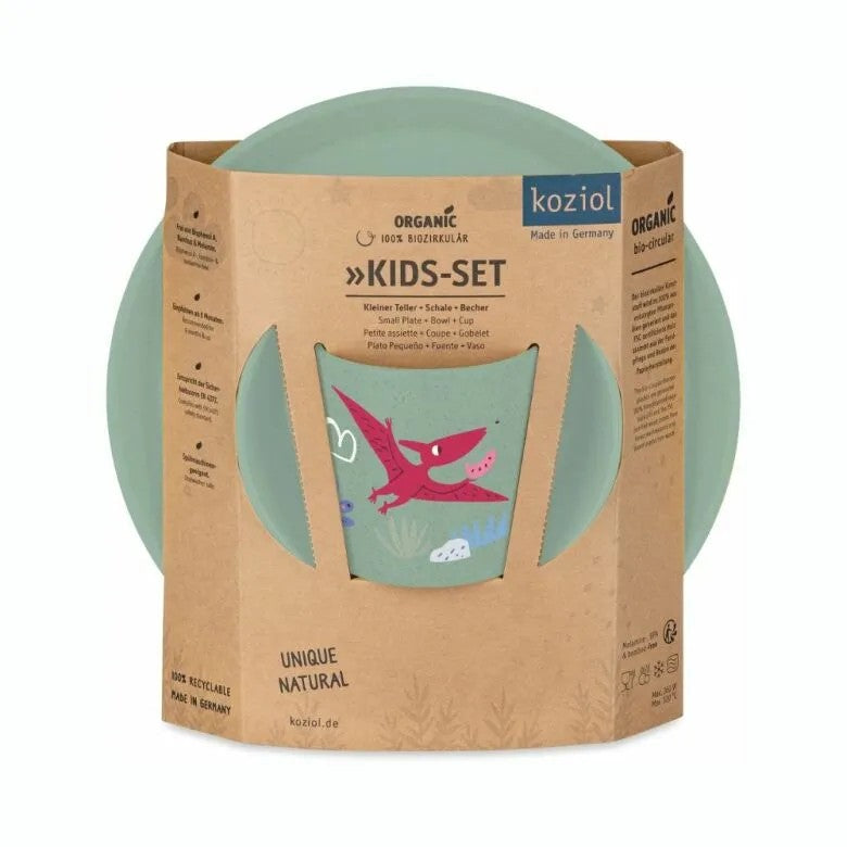 Koziol Connect Barnservis 3 delar Tallrik/Skål/Mugg Dinosaurier