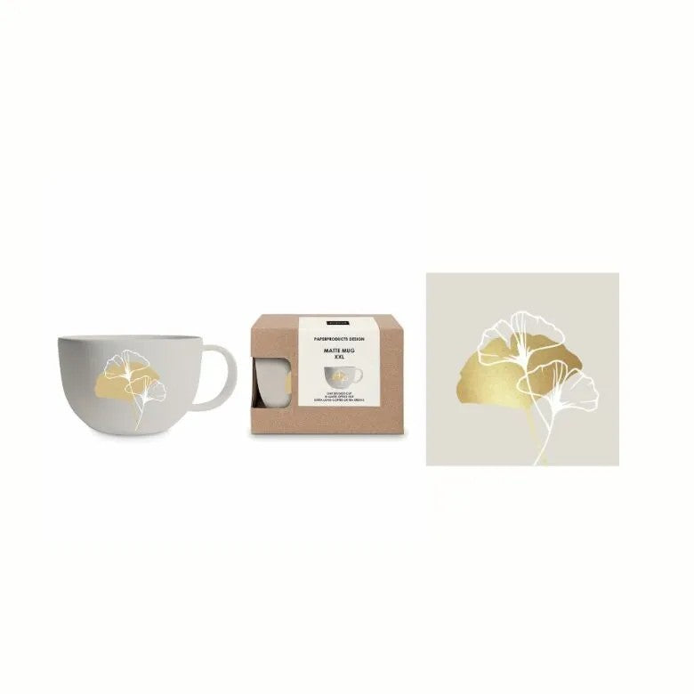 Paperproducts Design Golden Gingko Gåvoset Temugg 55 cl Servett Taupe