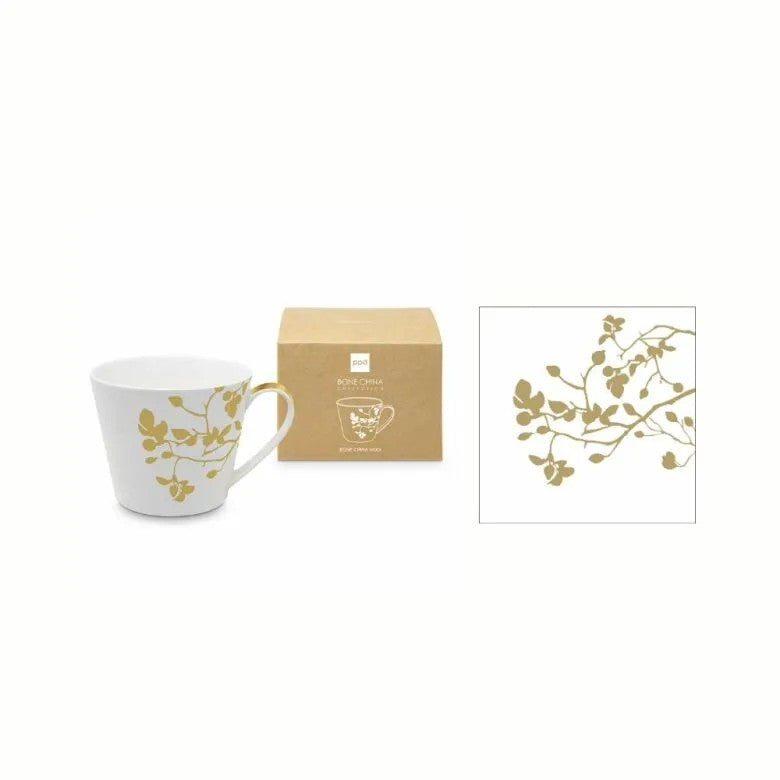 Paperproducts Design Pure Branch Gåvoset Mugg Guld 40 cl Servett