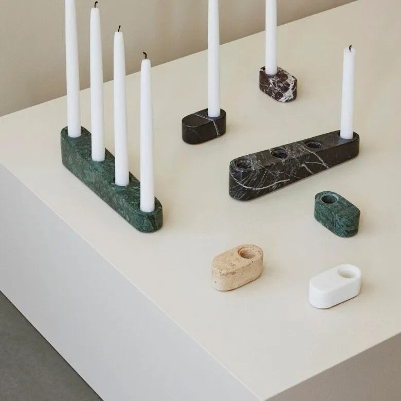 Spring Copenhagen Ilta Ljusstake Marmor L25 cm Grön