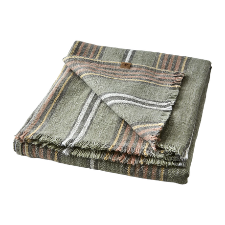 Affari of Sweden HILDA Filt/Duk 250x140 cm Grön/Rostbrun/Vit/Gul