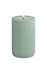 Unique Candles Unique LED Blockljus Stripe Sage green 8x12,5 cm