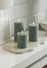 Unique Candles Unique LED Blockljus Sage Green 7,5x12,5 cm