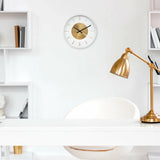 NeXtime Retro II Stripes Väggklocka 25 cm Vit/Guld