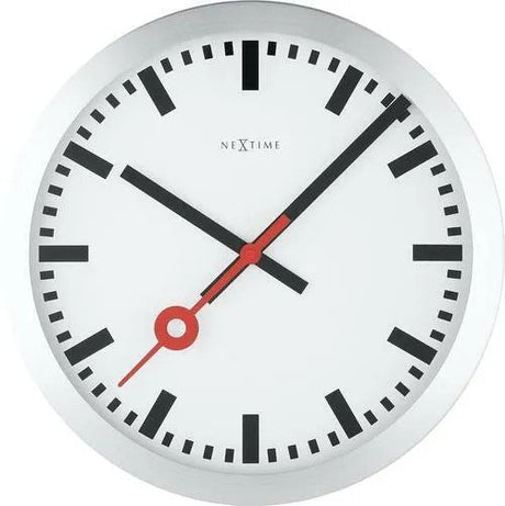 NeXtime Station Stripe Väggklocka Ø35 cm Vit