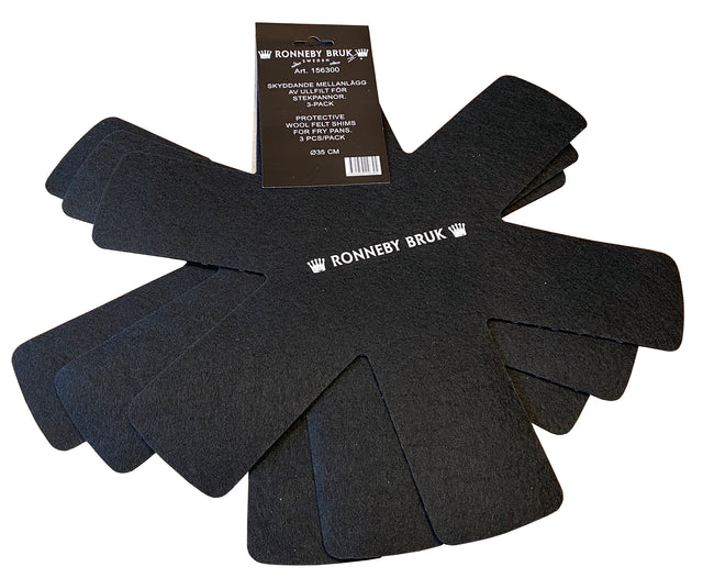 Ronneby Bruk Stekpanneskydd 3-pack, svart m tryck