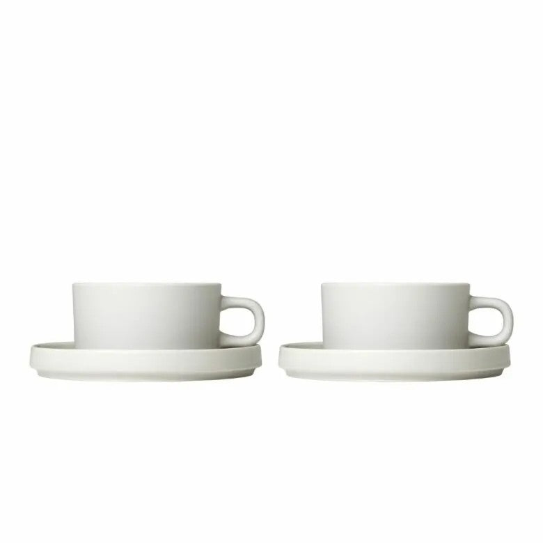 BLOMUS Pilar Tekoppar med fat 200ml Moonbeam 2-pack
