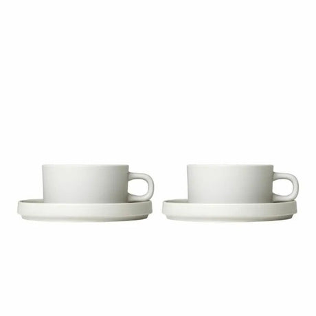 BLOMUS Pilar Tekoppar med fat 200ml Moonbeam 2-pack