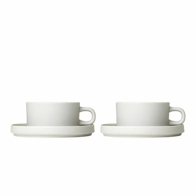 BLOMUS Pilar Tekoppar med fat 200ml Moonbeam 2-pack